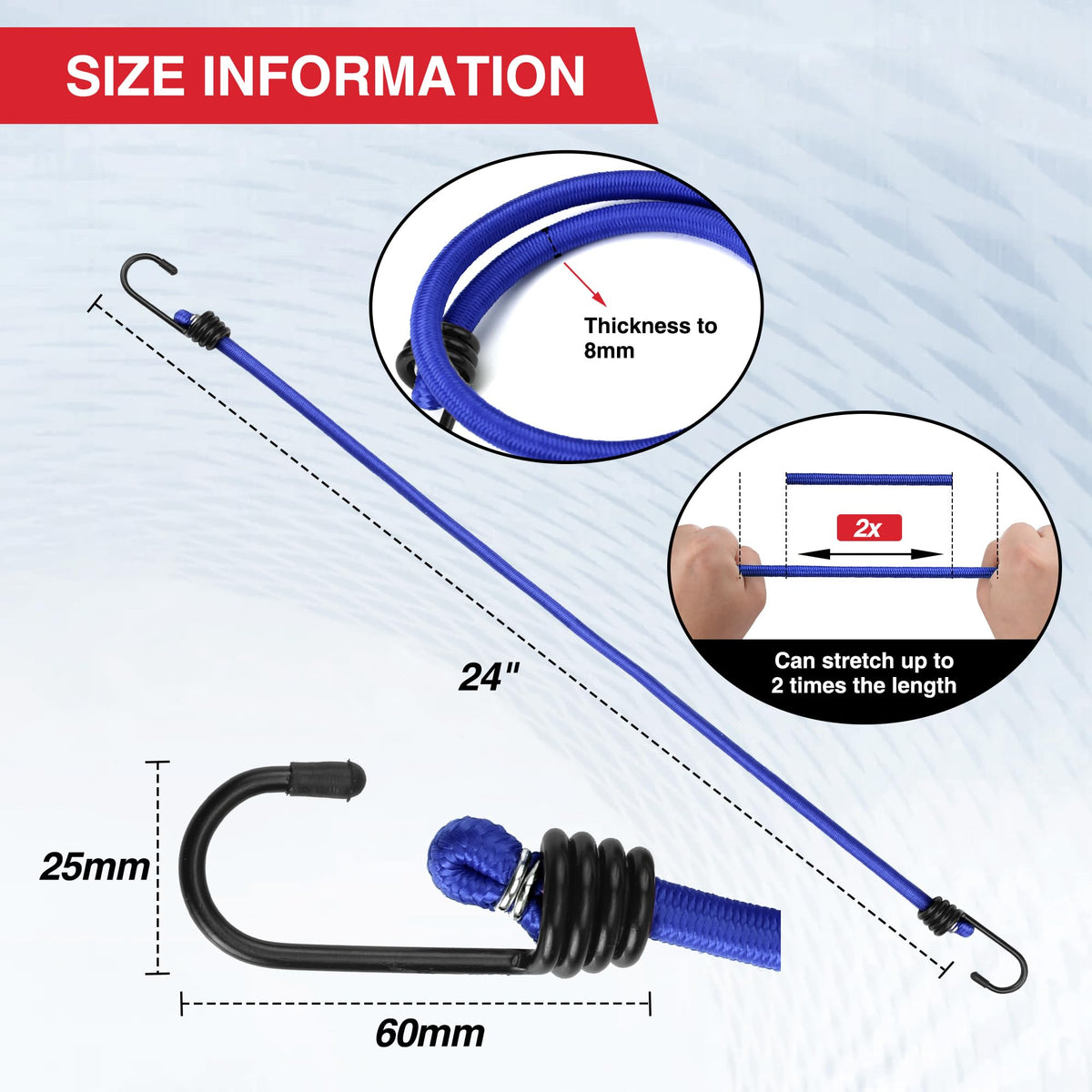 WORKPRO Bungee Cords with Hooks, Heavy Duty Outdoor Bungee Strap, 22-Piece
