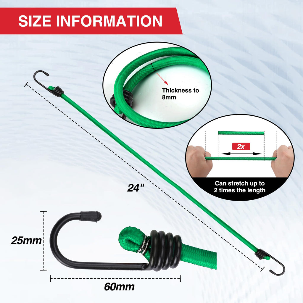 WORKPRO Bungee Cords with Hooks, Heavy Duty Outdoor Bungee Strap, 22-Piece
