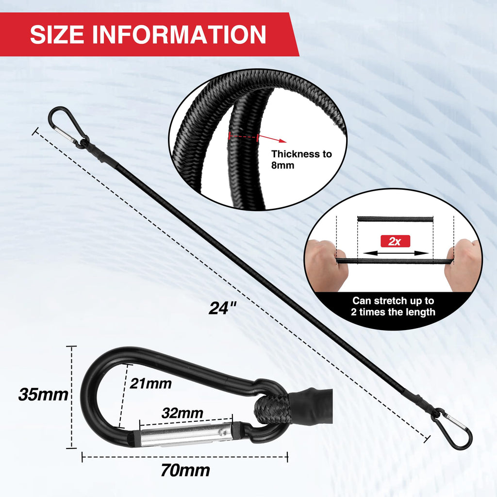 WORKPRO Bungee Cords with Hooks, Heavy Duty Outdoor Bungee Strap, 22-Piece