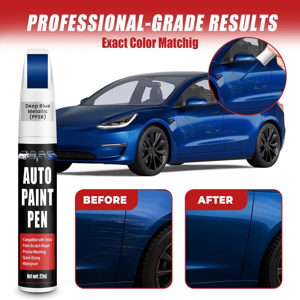 Touch Up Paint for Cars (Pearl White Multi-Coat PPSW), Compatible with Tesla Model Y/3/X/S, 0.4 fl oz Color Accurate 2-in-1 Car Paint Scratch Repair Pen, Easy to Use, Fast-Drying, Long-Lasting