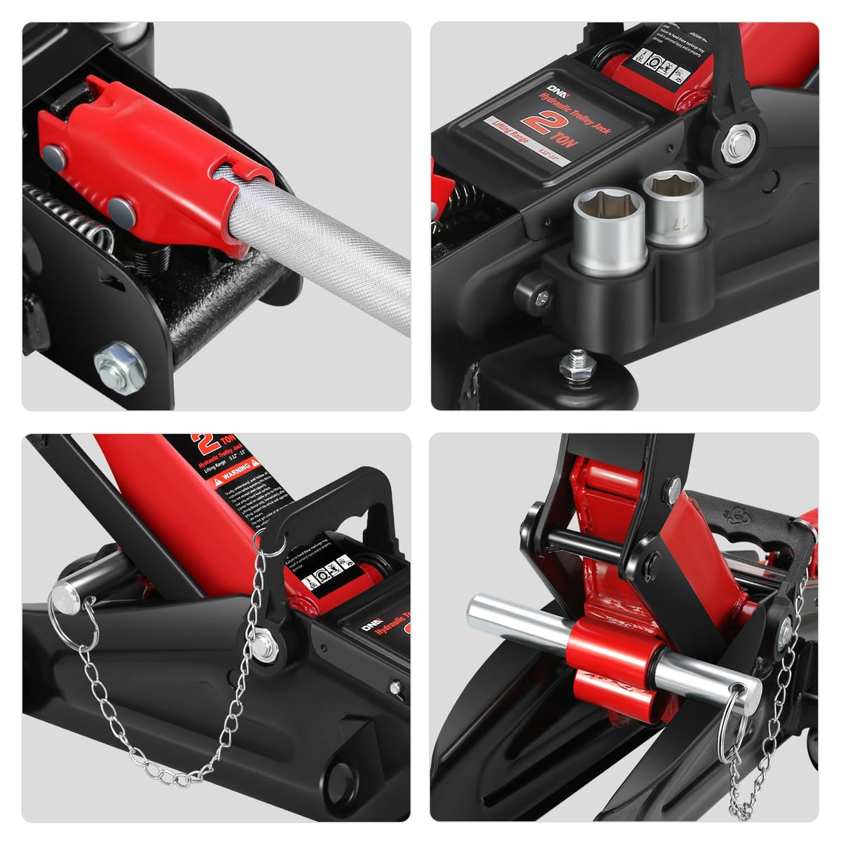 DNA Motoring TOOLS-00234 Low Profile Hydraulic Trolley Service/Floor Jack, 2 Ton (4000 lbs) Capacity, Lifting Range 5.1"-13", Black