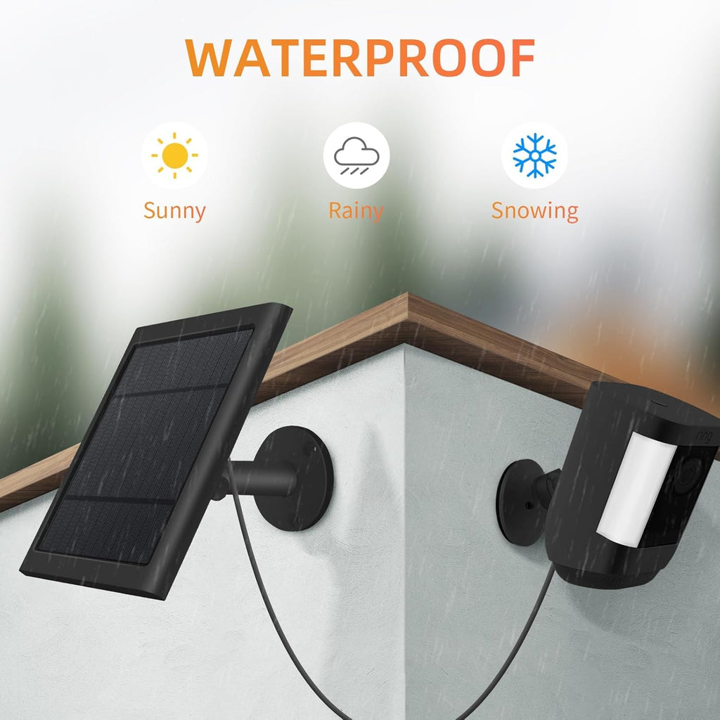 Solar Panel for Ring Camera, 2 Pack 4W Solar Charger with 10FT Cable, USB-C to Barrel Plug Adapter, Compatible with Ring Stick Up Cam Battery/Pro, Spotlight Cam Battery/Plus/Pro, Reolink Argus Pro