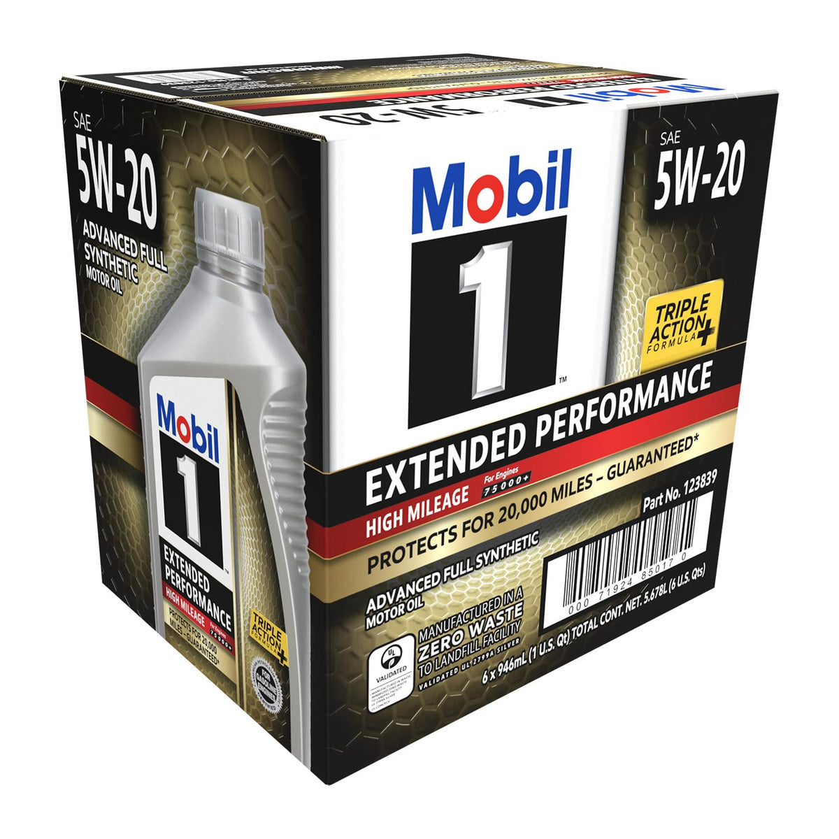 Mobil 1 Extended Performance High Mileage Full Synthetic Oil 0W-20, 5 Quart