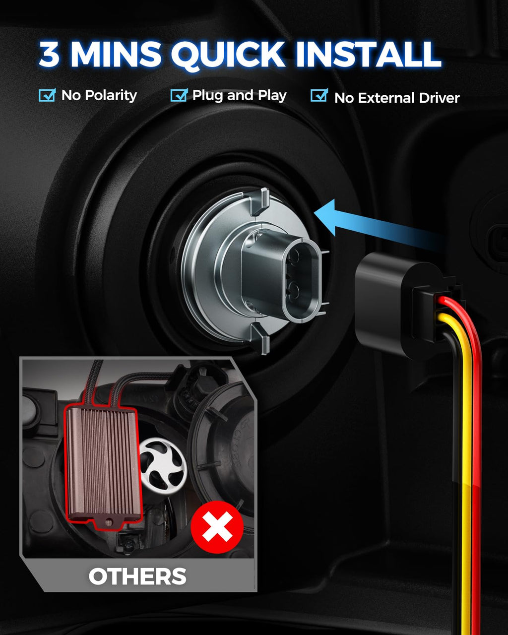 Marsauto D3S HID Bulbs, 6000K Cold White, Xenon D3S HID Bulb, 3500 Hours Longevity, Waterproof Design, 5 Minutes Installation, Pack of 2