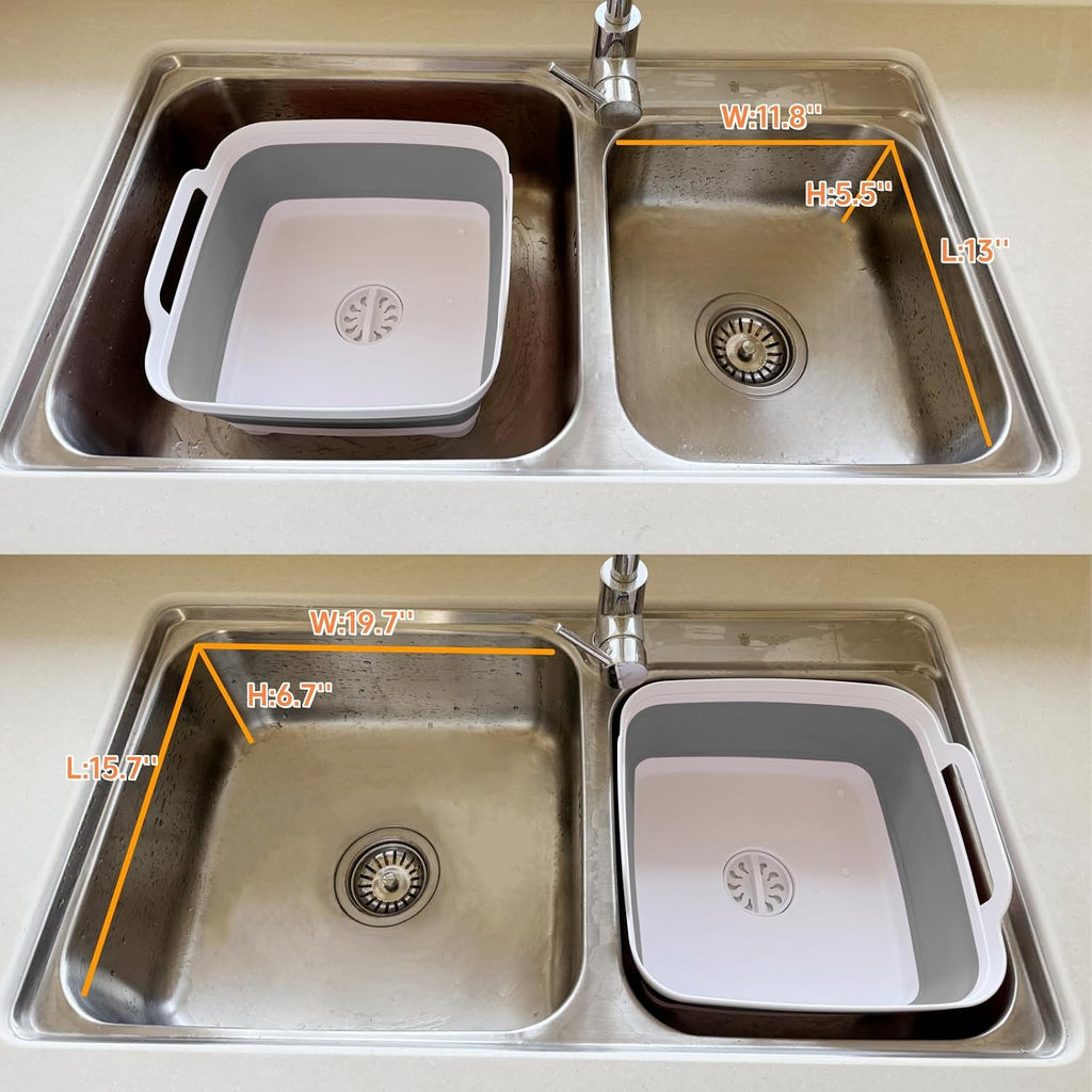 GIMWA 2.4Gal Collapsible Dish Basin with Drain Plug, Baby Bottle Wash Basin