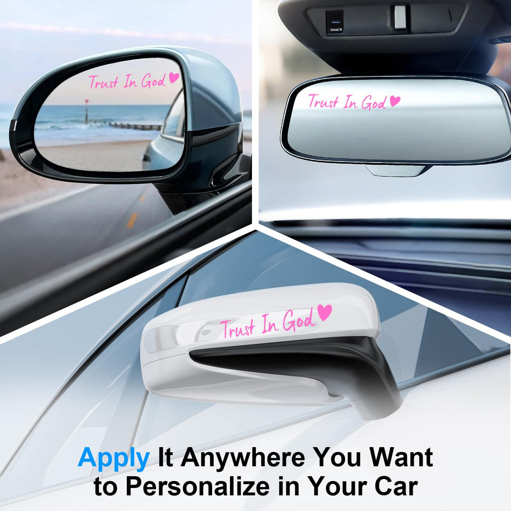 JUSTTOP 4PCS Car Decal,Decorative Rearview Mirror Sticker,I Love You Drive Safe Car Sticker,Auto Sticker and Decal,Car Decor for Women,Car Accessories,Fits Most Vehicles,Direct-Stick(Black&Red)
