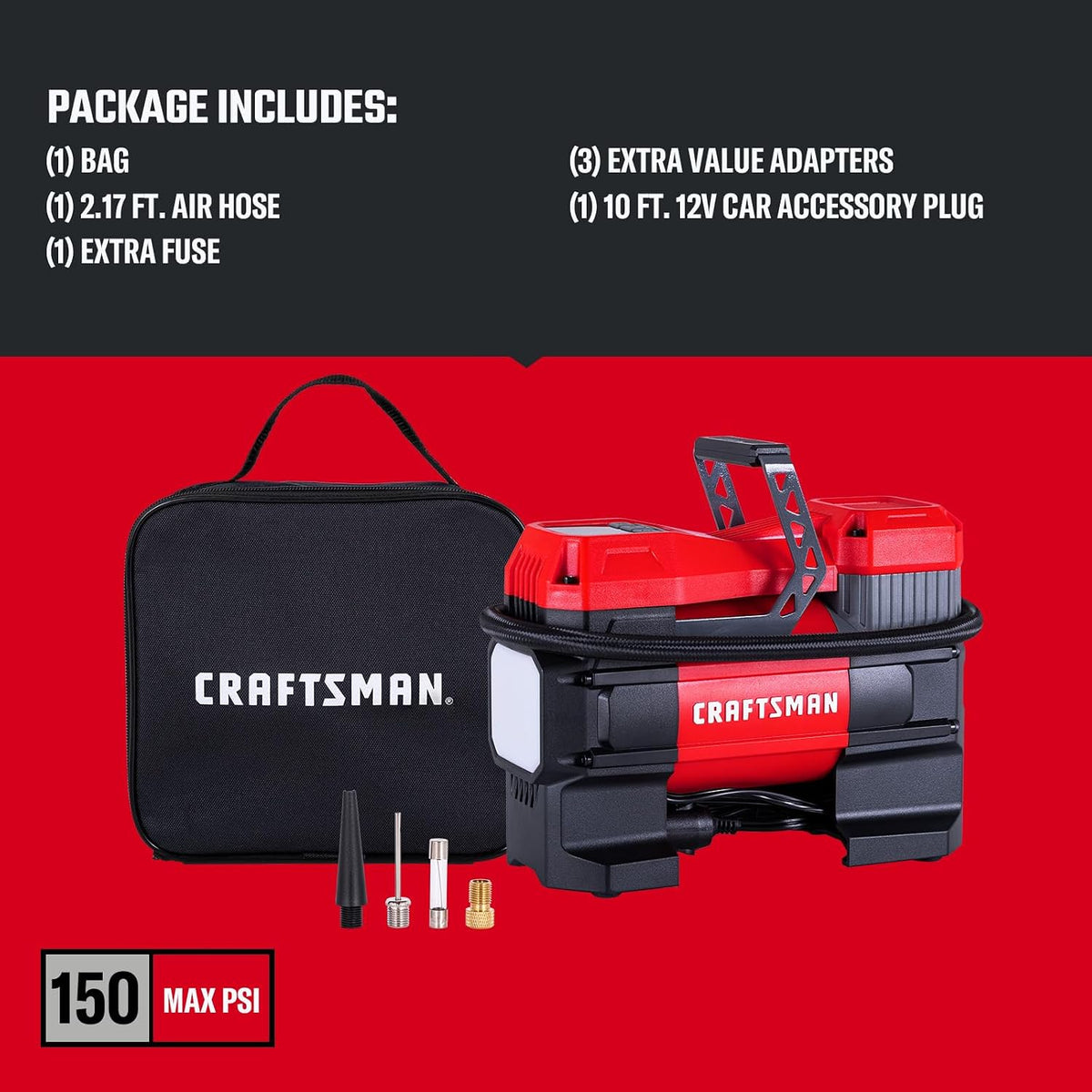 CRAFTSMAN Portable 12V Tire Inflator with Digital Gauge & Auto Shut-Off