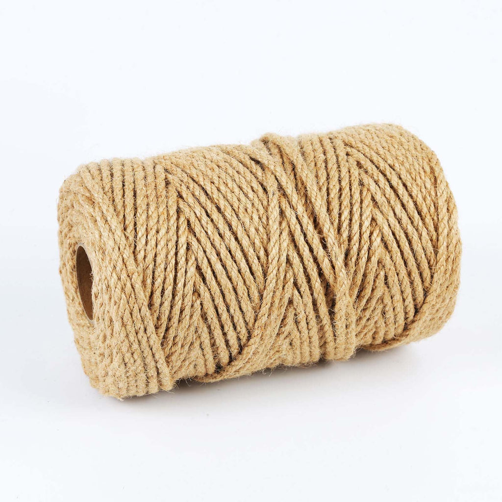 Natural Jute Twine, 8MM x 50FT Jute Rope Roll, Heavy Duty Thick Twine for Cat Scratching Post, Bundling, Gardening and DIY Crafts