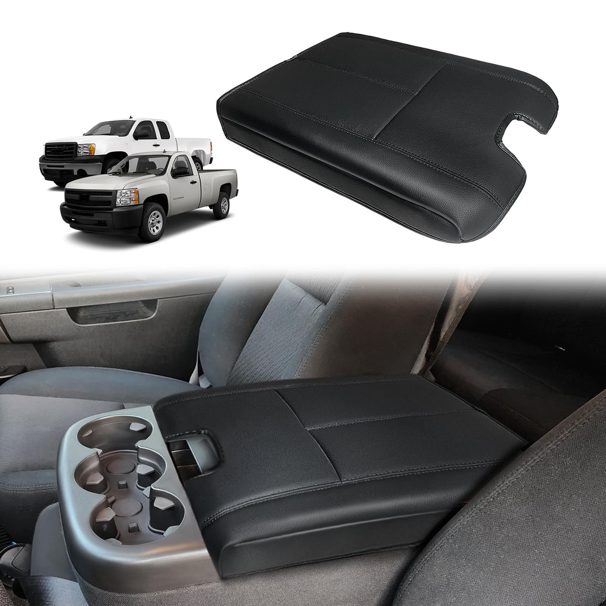 Muslogy Armrest Cover for Silverado/Sierra 2019-2026, Regular Thick, Bench