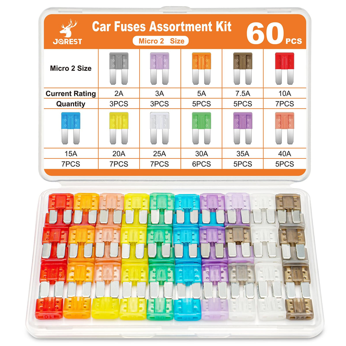 JOREST 300Pcs Car Fuse Assortment Kit, 160 Mini Blade Fuses Automotive + 90 Standard Auto Fuses + 50 Micro + Puller – Replacement for RV Camper Boat Truck (2Amp 3A 5A 7.5A 10A 15A 20A 25A 30A 35A 40A)