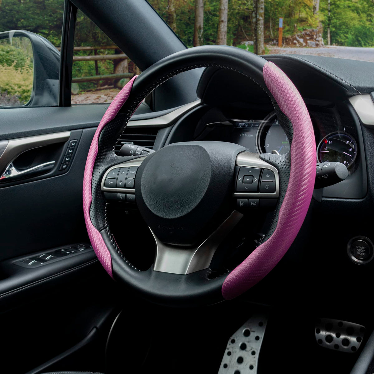 3pcs Carbon Fiber Anti-Skid Steering Wheel Cover, Waterproof & Segmented Butterfly Design, Universal 99% Vehicle Wheel Cover Protector, Car Interior Accessories (Black-3pcs)