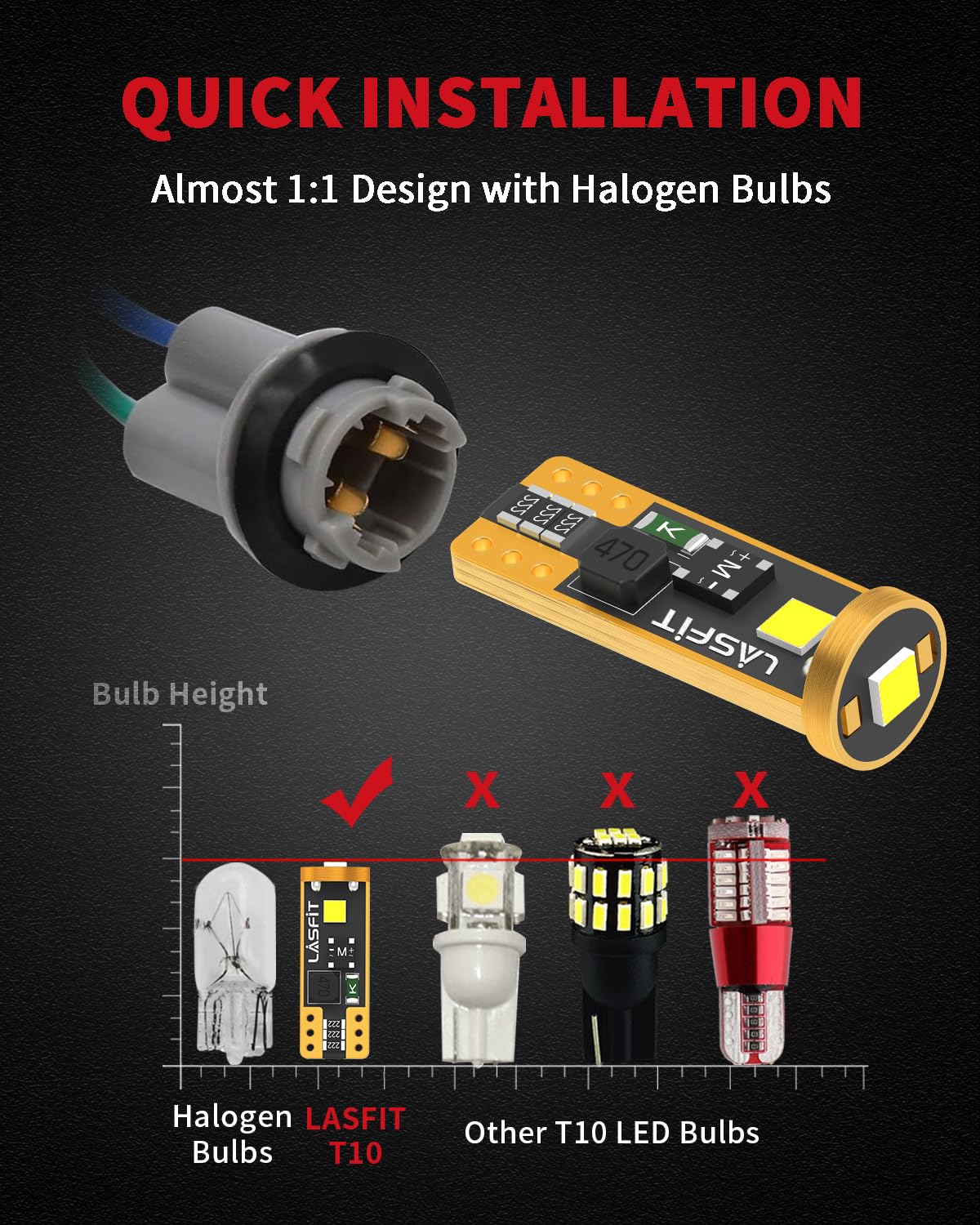 LASFIT 194 LED Bulb T10 168 192 White Bright for License Plate Bulb 2 PCS