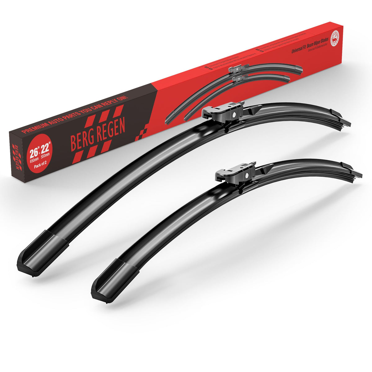 BERG REGEN 22"+22" Windshield Wiper Blades,22 Wiper Blades 2 pack Replacement for Ford F Series 2012-2023 Expedition 2008-2022,Chevy Silverado GMC Sierra Series 2019-2024–Genuine OEM Quality(Set of 2)