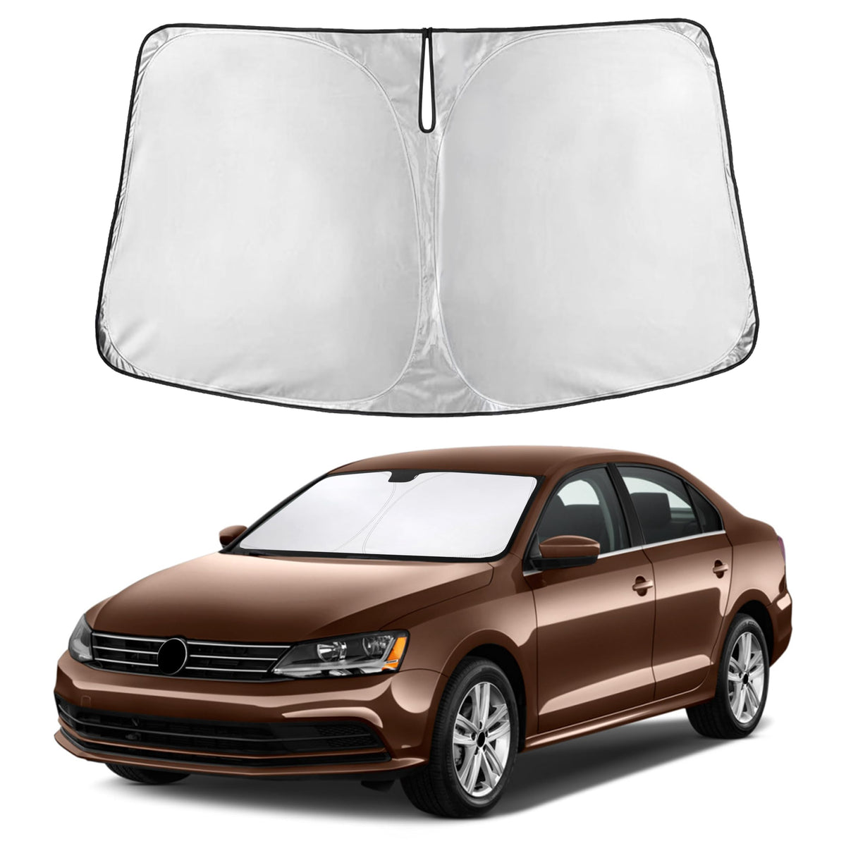 Autovir Windshield Sun Shade, Foldable Car Window Shades, 280T Visor Shade