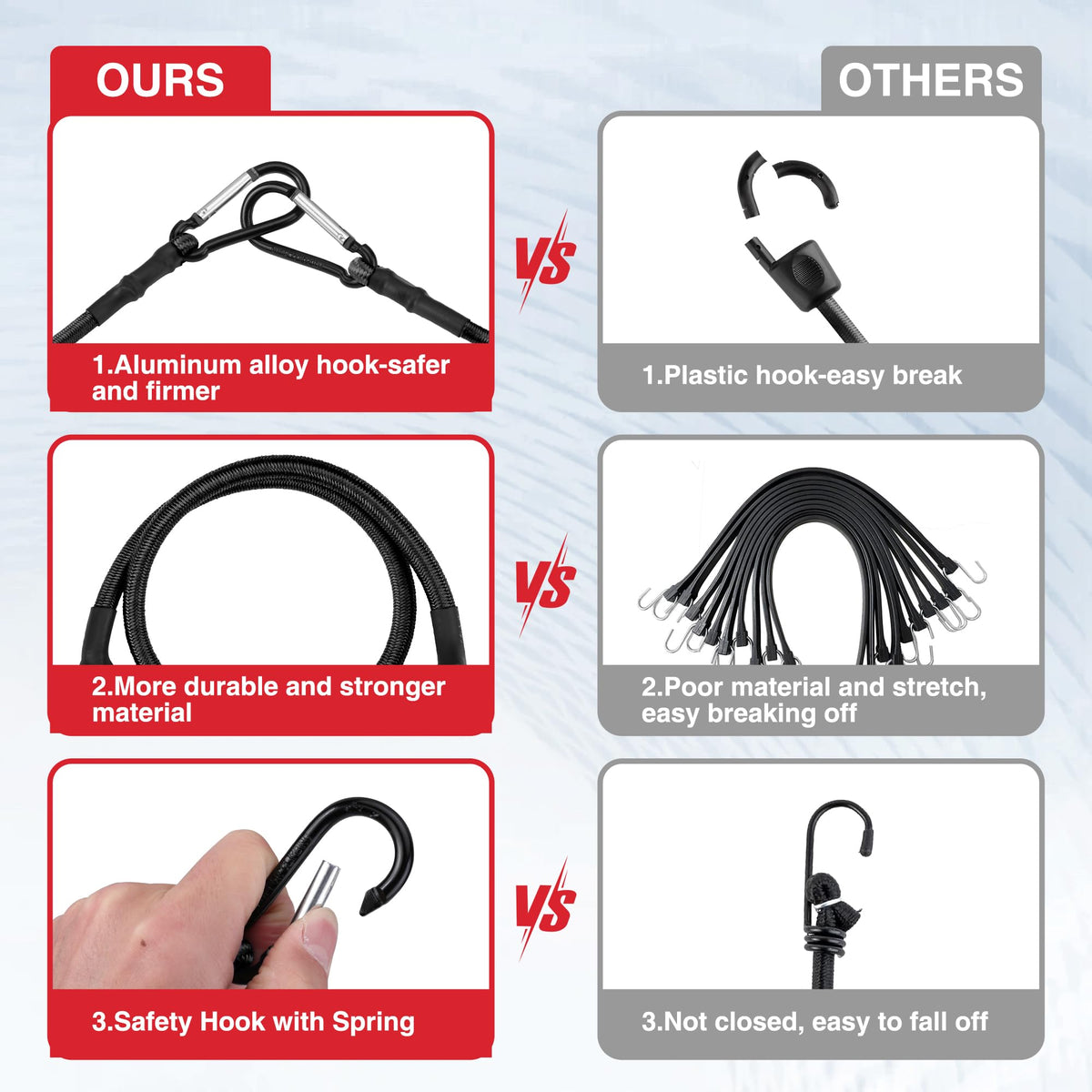 WORKPRO Bungee Cords with Hooks, Heavy Duty Outdoor Bungee Strap, 22-Piece