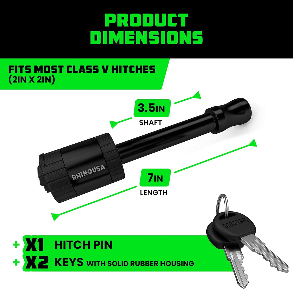 Rhino USA 2in Trailer Hitch Pin - Patented Locking Receiver Pin