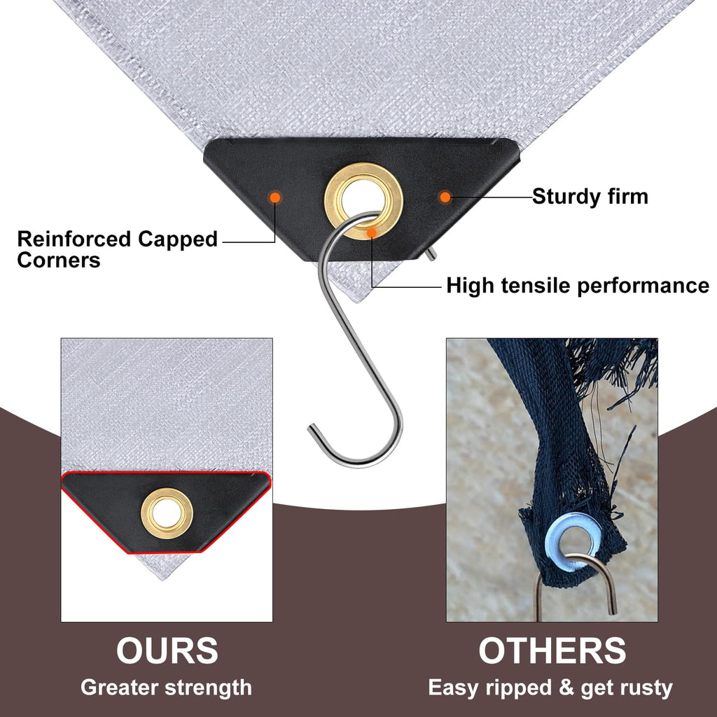 Large Tarp 10x20 FT 16 Mil Heavy Duty Waterproof Tarps Silver