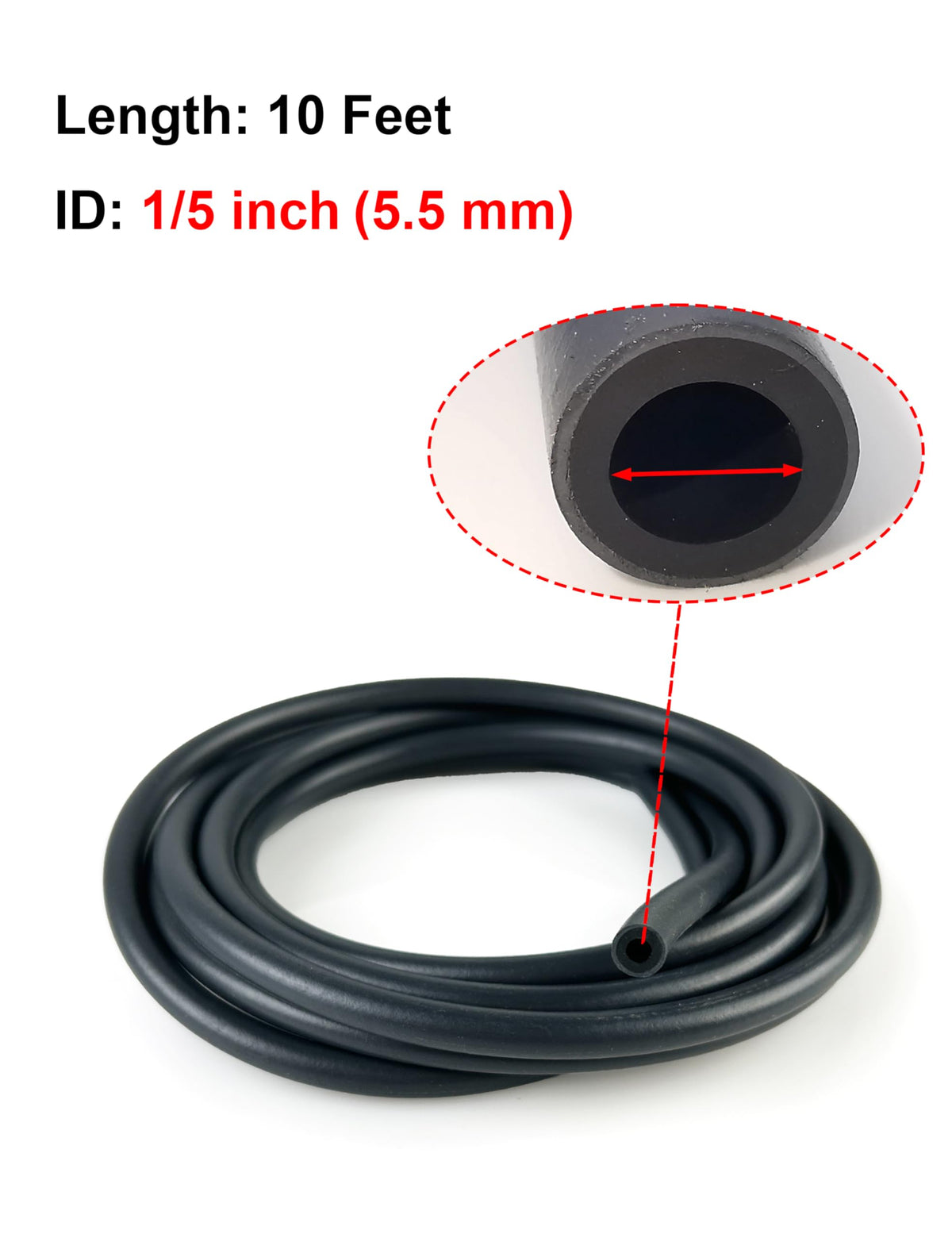 YAMAKATO 10 Feet 1/4 Inch ID Fuel Line Hose 0.25in w/ 20 Clamp