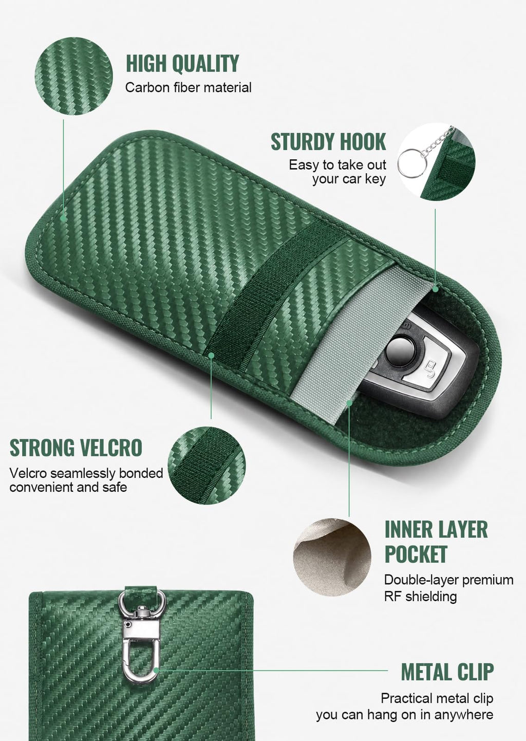 lanpard Faraday Pouch for Car Keys, Faraday Bag, Car RFID Signal Blocking Holder, Key Fob Protector, Key fob cage Block Signal Anti-Theft Fob Case (2 Pack)