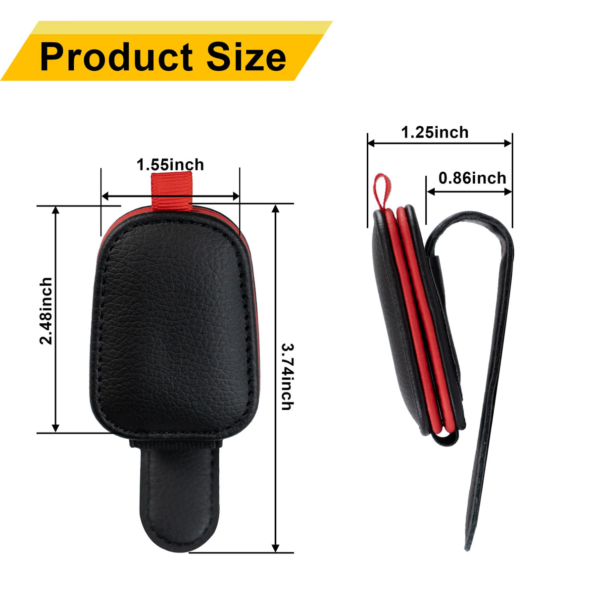 Yuoyar Magnetic Leather Sunglasses Holder for Car, 2 Packs (Black)