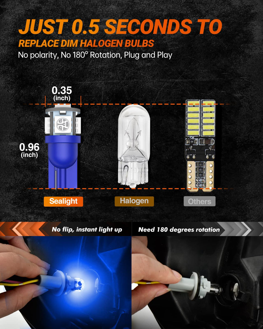 SEALIGHT 2026 Latest 921 LED Bulb, 700% Super Bright 912 T15 Led Reverse Light, Canbus Error Free 906 904 916 W16W LED Bulbs, 6500K White, Non-polarity, Automotive Back Up Light Assemblies, 2PCS