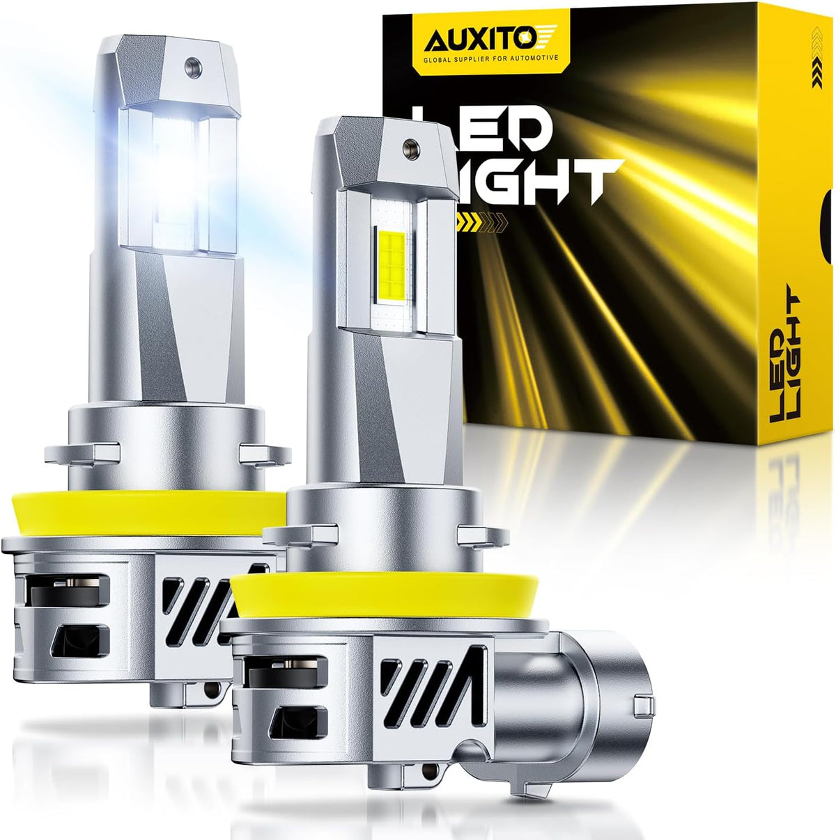 AUXITO H11 H8 H9 LED Bulbs, 80000LM 15X Brighter, 5-Min Plug and Play, 6500K Daylight, 60000H Lifespan, Error-Free, Pack of 2