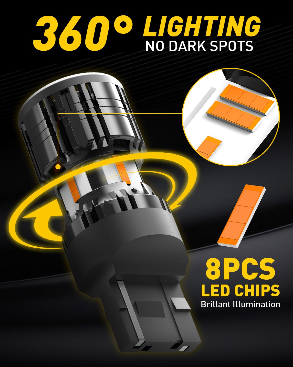 AUXITO 912 921 LED Bulb for Backup Light Reverse Lights High Power 2835 15-SMD Chipsets Error Free T15 906 922 W16W Bulbs, 6000K White, Automotive Light Bulbs (Upgraded, Pack of 2)