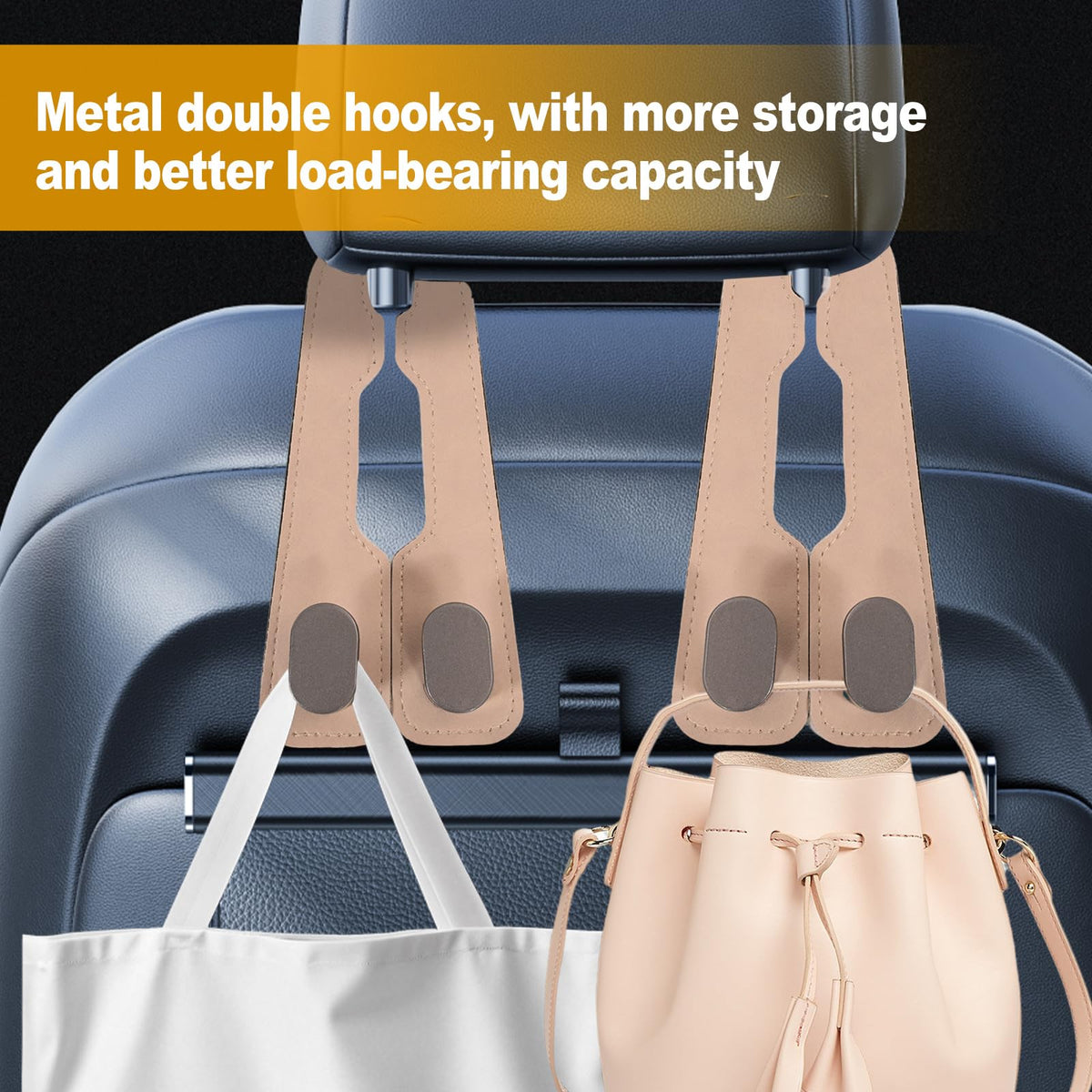 Car Purse Hook Purse Hook for Car Seats Headrest Car Seat Hooks,Heavy Duty Vehicle Organizer for Handbags, Groceries, Purses, Keep Car Tidy (Black, 2 Pack)