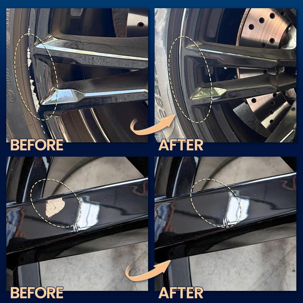 cocomfix Gloss Black Rim Touch Up Paint, Scratch & Curb Rash Repair Kit