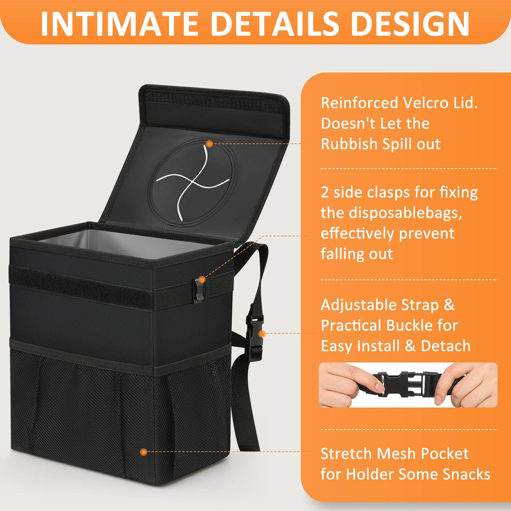 Vankor Car Trash Can with Lid Leak Proof Car Accessories for Women