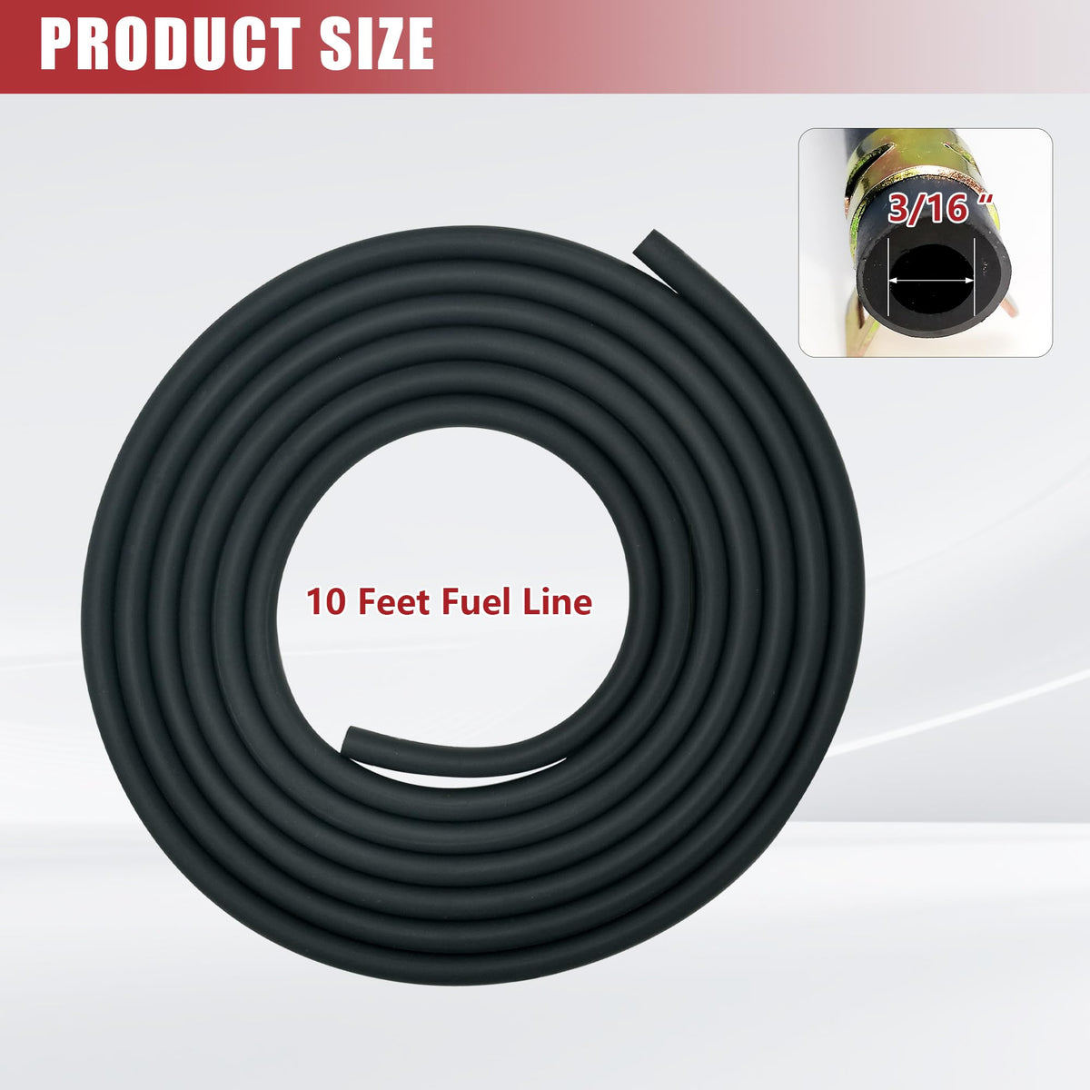YAMAKATO 10 Feet 1/4 Inch ID Fuel Line Hose 0.25in w/ 20 Clamp