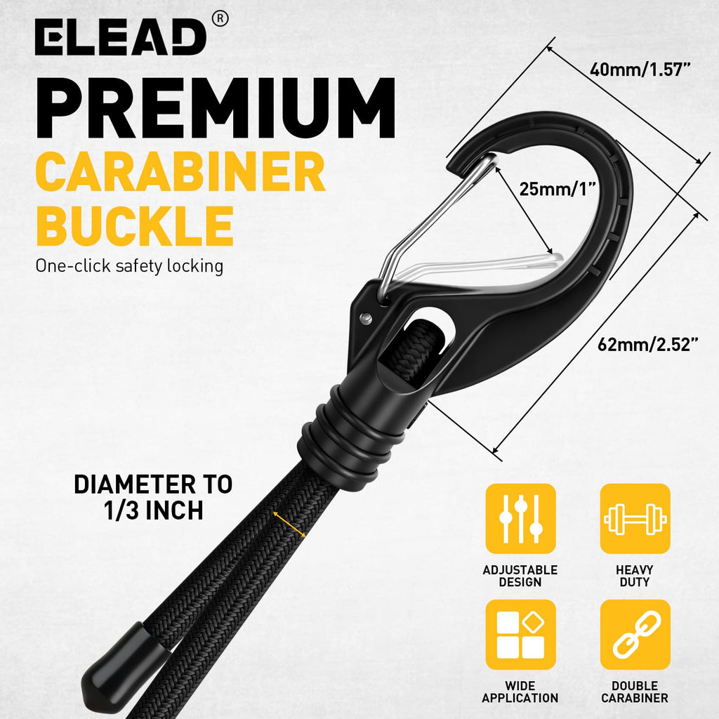 Bungee Cords Heavy Duty Outdoor: 20 Pcs Premium Rubber Bungee Cords with Hooks in a Storage Jar Includes 10", 18", 24", 30", 36", 48" Bungee Cord for Camping, Tent, Fastening Items