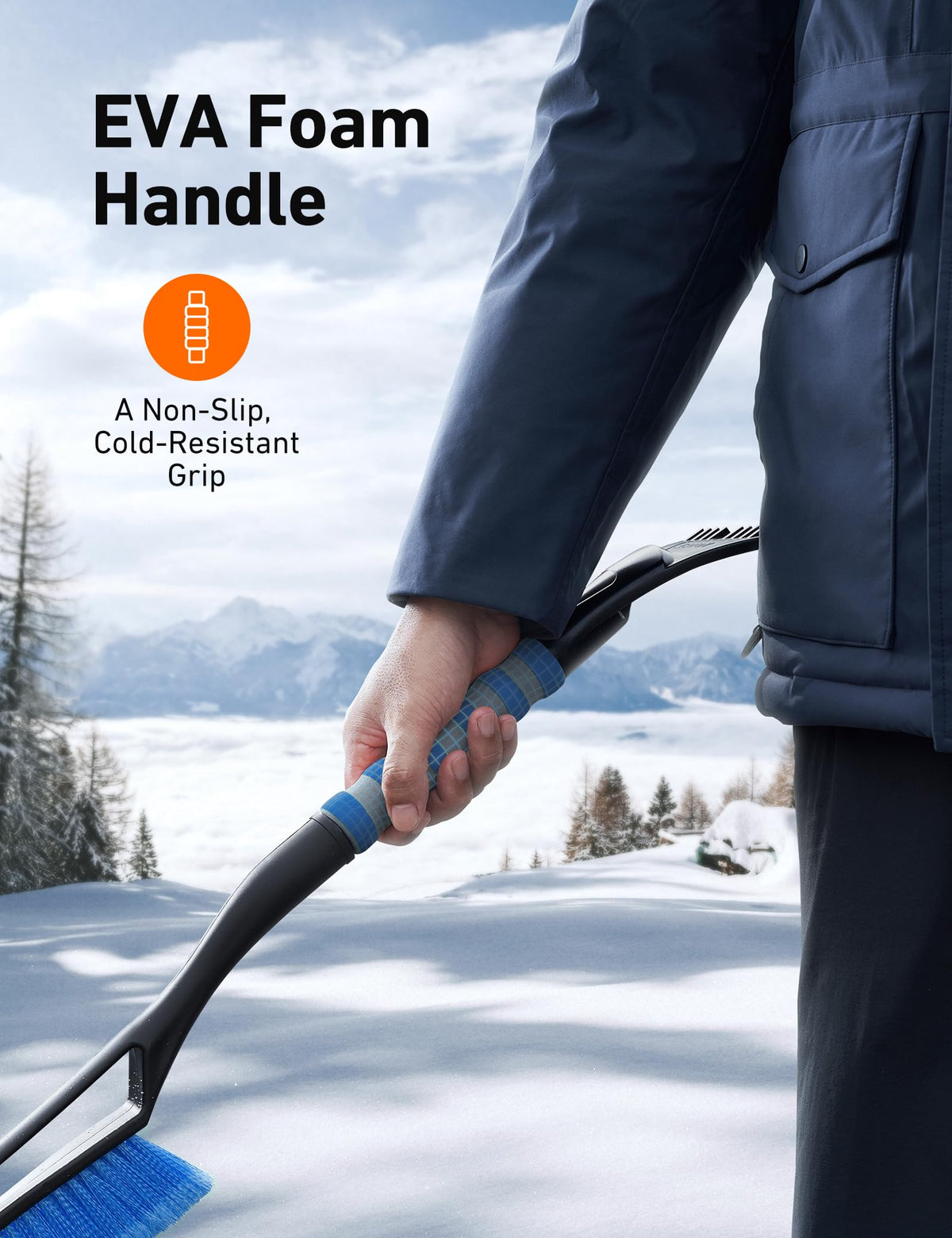 AstroAI 27" 2-in-1 Detachable Snow Brush & Ice Scrapers for Car Windshield