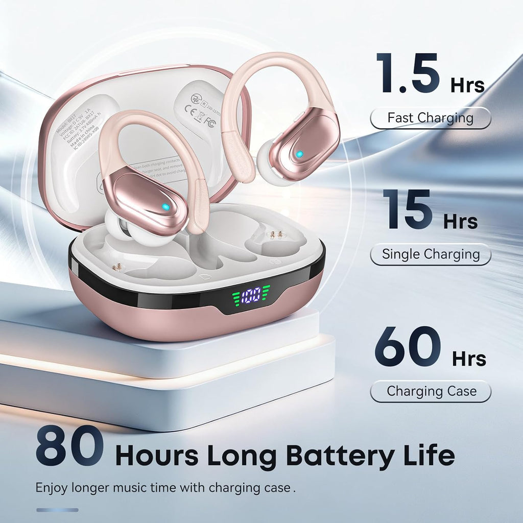 HAOYUYAN Wireless Earbuds, Sports Bluetooth Ear Buds Headphones Rose Gold