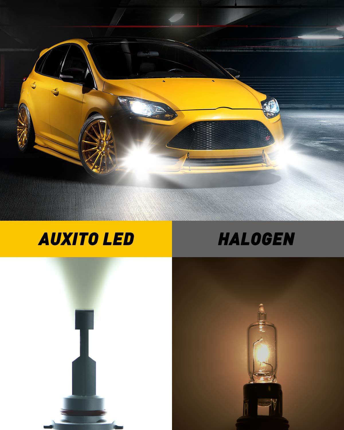 AUXITO H11 9005 LED Bulb, 900% Ultra-Bright, 6500K 68000LM Light, Plug and Play, Long Lifespan, No Flicker, 99% Compatibility, Pack of 4