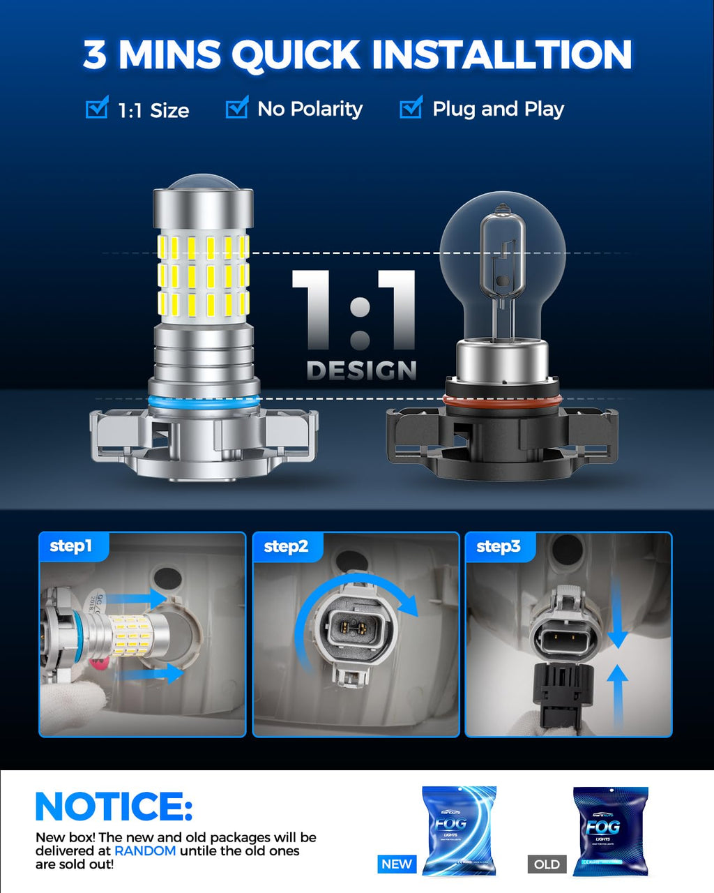 Marsauto M1C H11 30000LM Fanless LED Bulbs, 6500K IP68 – 2 Pack