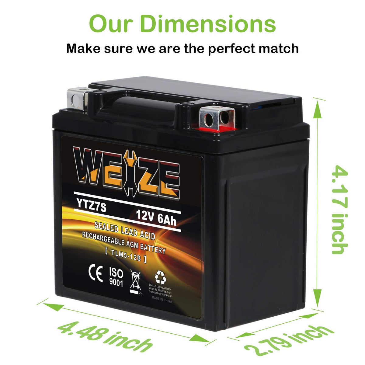 Weize YTX14 BS ATV Battery High Performance - Maintenance Free - Sealed AGM YTX14-BS Motorcycle Battery compatible with Honda Suzuki Kawasaki Yamaha scooter snowmobile