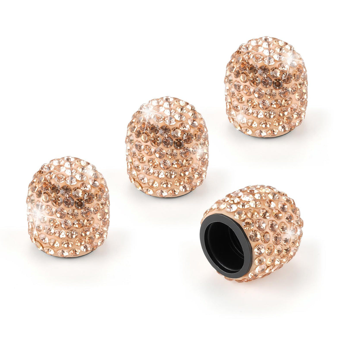 JUSTTOP 4 Pack Handmade Crystal Rhinestone Car Tire Valve Stem Caps, Car Wheel Tire Valve, Attractive Dustproof Bling Car Accessories, Universal for Cars, Trucks and Motorcycles-Pink
