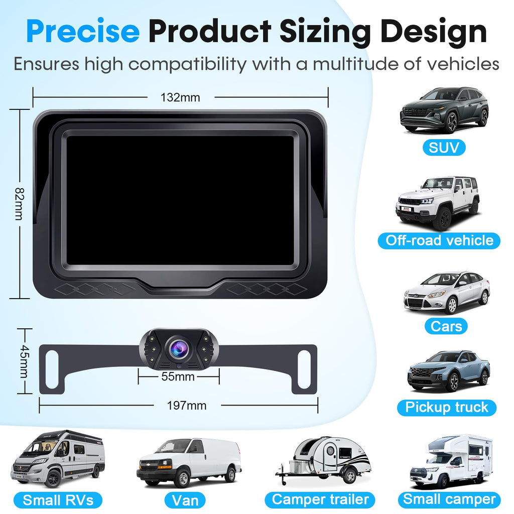 HD 1080P Backup Camera Plug & Play: Fast 60FPS Smooth Real-Time Clear View