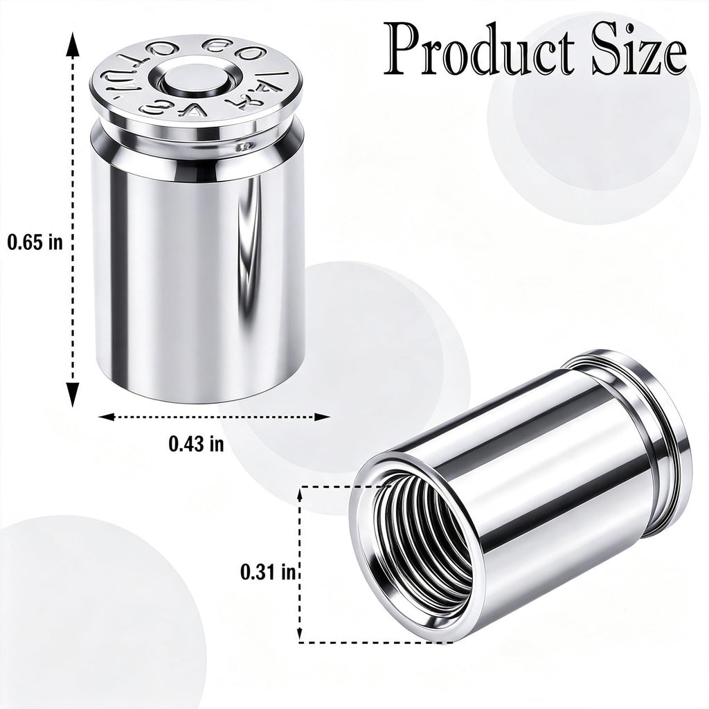 4PCS Bullet Shell Tire Valve Stem Caps, Aluminum Alloy Car Air Stem Cap, Universal Dustproof Tire Valve Stem Covers for Cars, SUV, Trucks, Bikes, Motorcycles, Bicycles (Black)