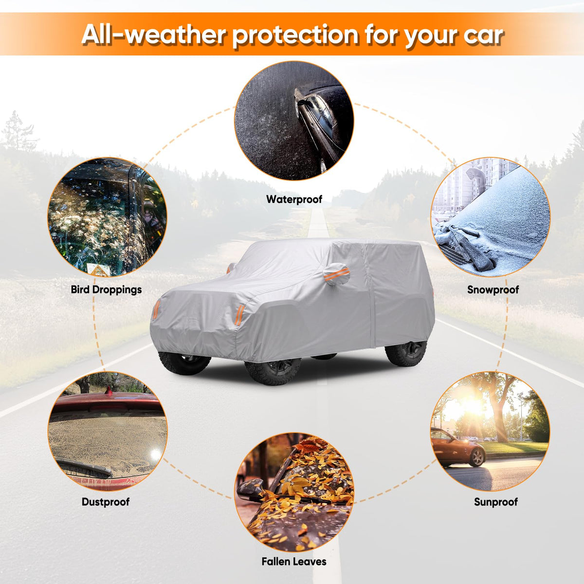 NEVERLAND Car Cover Waterproof All Weather for Sedan 183''L x 70''W x 59''H