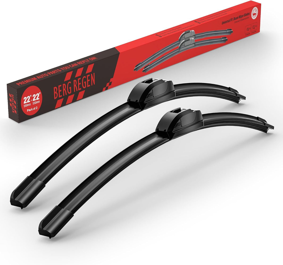BERG REGEN 22"+22" Windshield Wiper Blades,22 Wiper Blades 2 pack Replacement for Ford F Series 2012-2023 Expedition 2008-2022,Chevy Silverado GMC Sierra Series 2019-2024–Genuine OEM Quality(Set of 2)