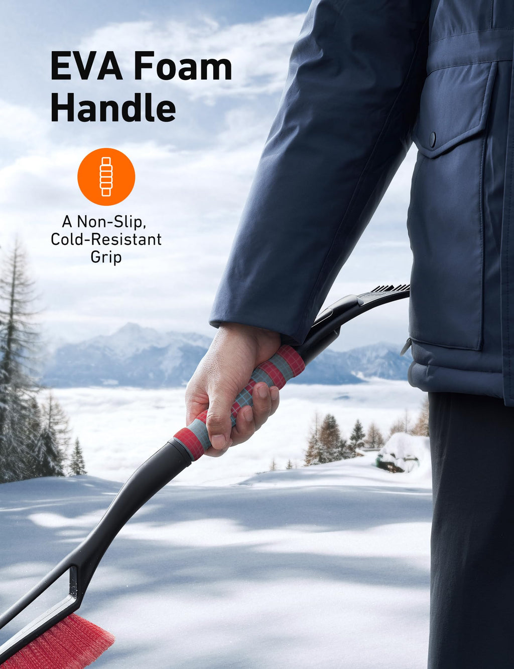 AstroAI 27" 2-in-1 Detachable Snow Brush & Ice Scrapers for Car Windshield