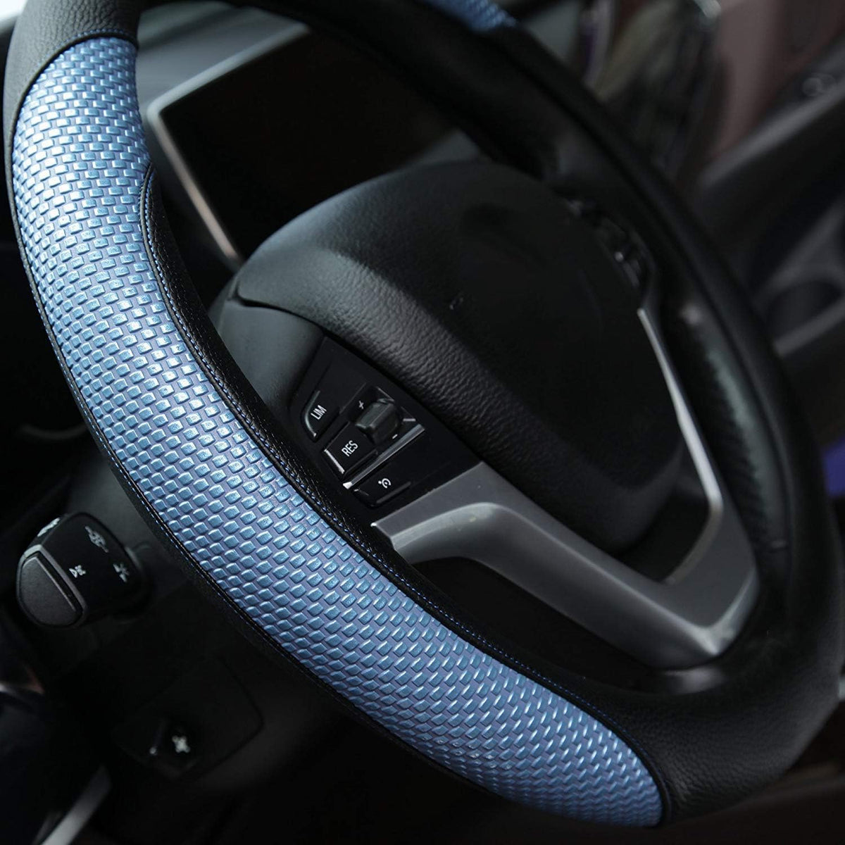 Valleycomfy Microfiber Leather Steering Wheel Cover Universal 15 inch (Black)
