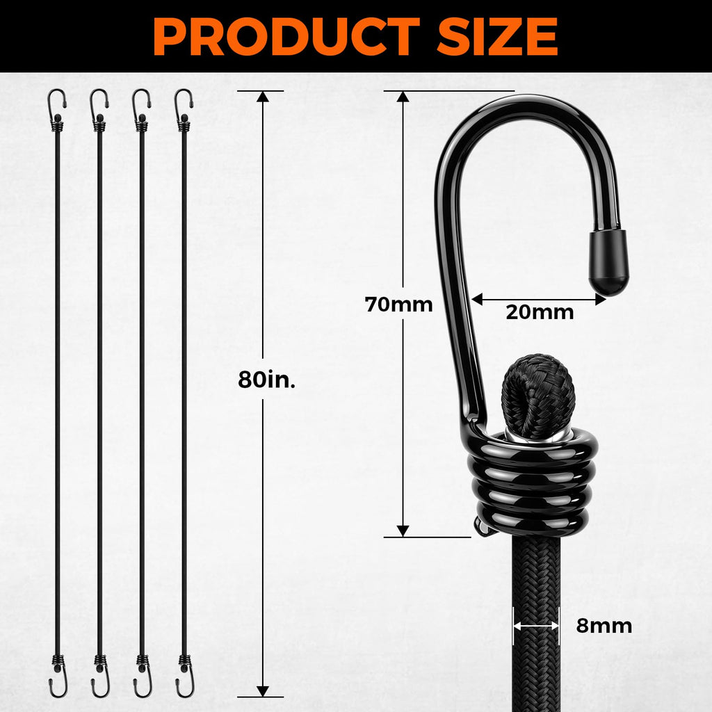 HORUSDY 31-Piece Premium Bungee Cords Assortment Jar, Includes 10”,18”,24”,32”,40” Bungee Cords, 6“ Zip Ties, 8”Canopy/Tarp Ball Ties and Crocodile Mouth Tarp Clips