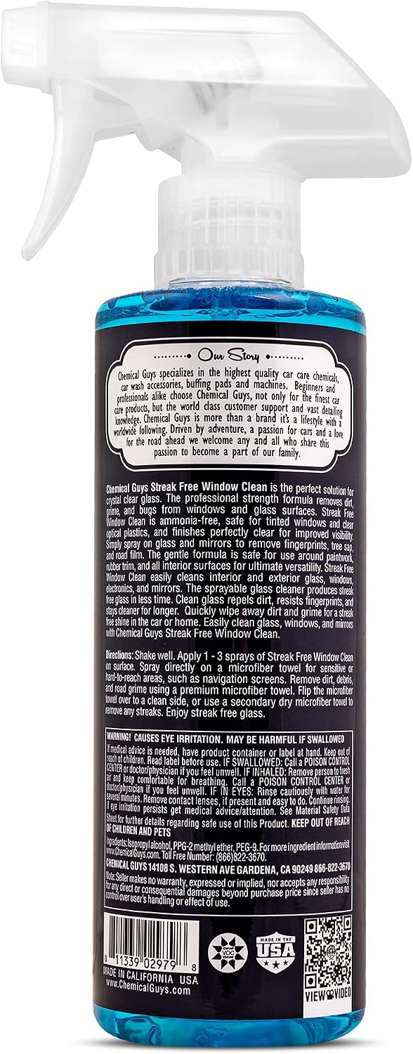 Chemical Guys, Streak-Free Glass & Window Cleaner for Tinted Windows, 16 oz