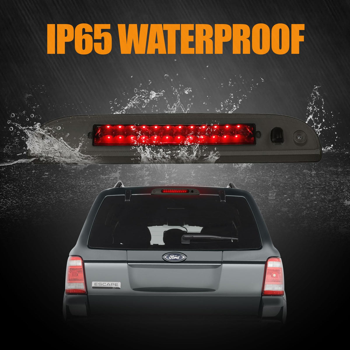 Third 3rd Brake Light, LED High Mount Stop Light for 2007-2013 Chevy Silverado/GMC Sierra 1500 2500HD 3500HD, Rear Center Cab Roof Tail Cargo Lamp, Red Lens