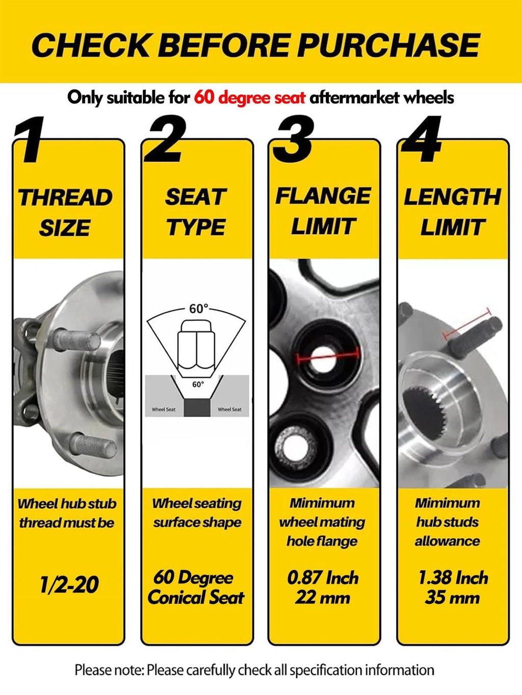 MIKKUPPA M12x1.5 Lug Nuts, Replacement for Ford Honda Aftermarket Wheel