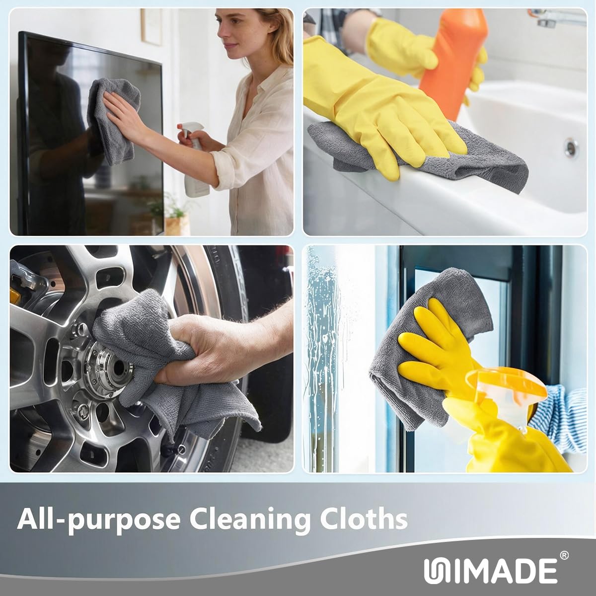 UNIMADE Shop Rags, 100 Sheets Microfiber Cleaning Cloth