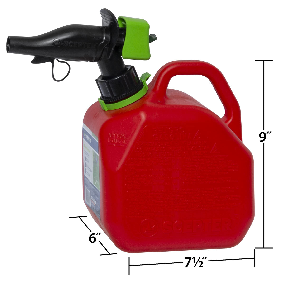 Scepter 5 Gal Gas Can, Spill Proof SmartControl Spout, Spout Extender, Red